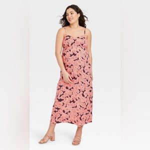 Tie-Back Woven Maxi Maternity Dress by Ingrid & Isabel Pink Floral Small